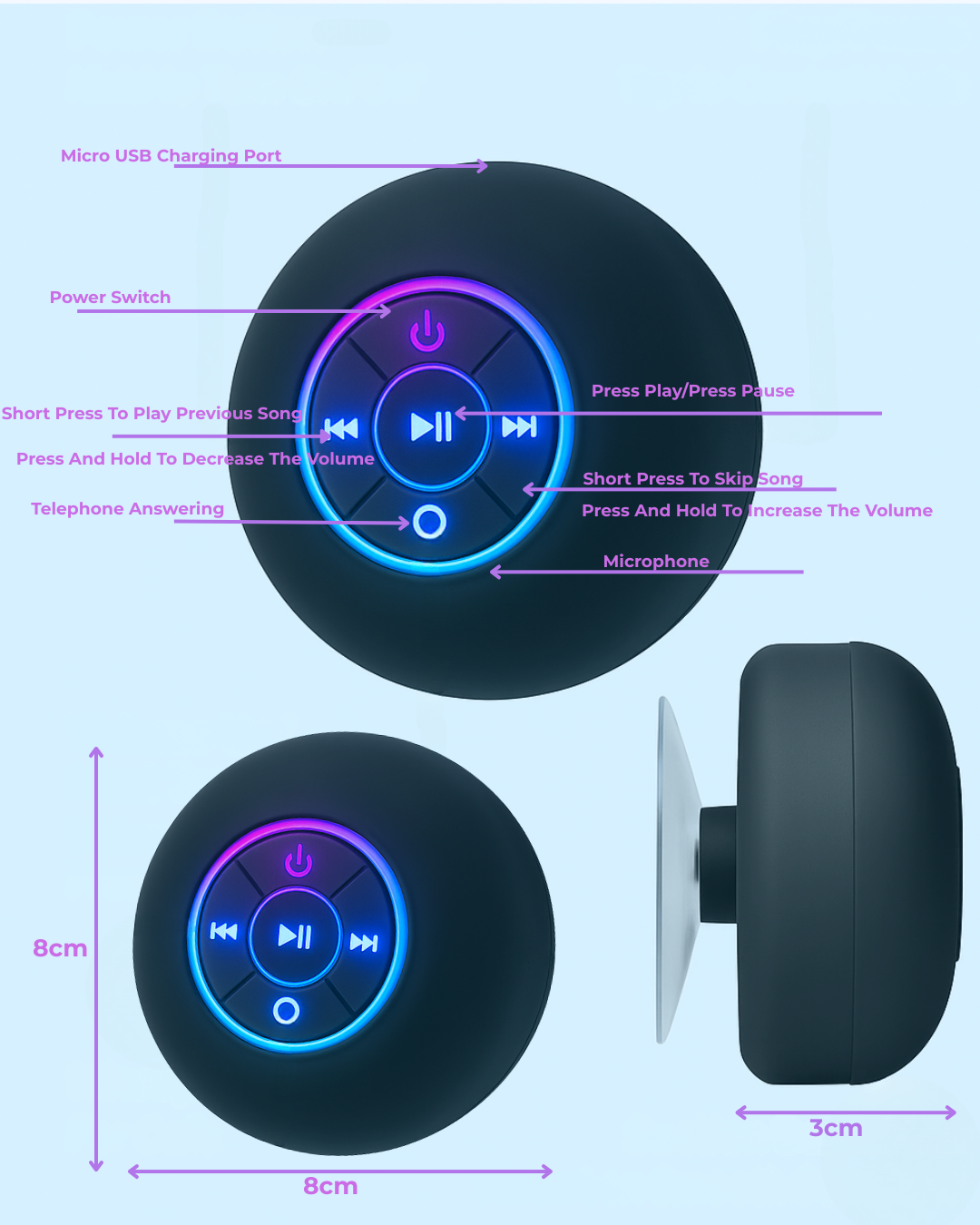 Shower. Sing. Glow. – The Ultimate Waterproof Speaker That Sticks & Plays Anywhere