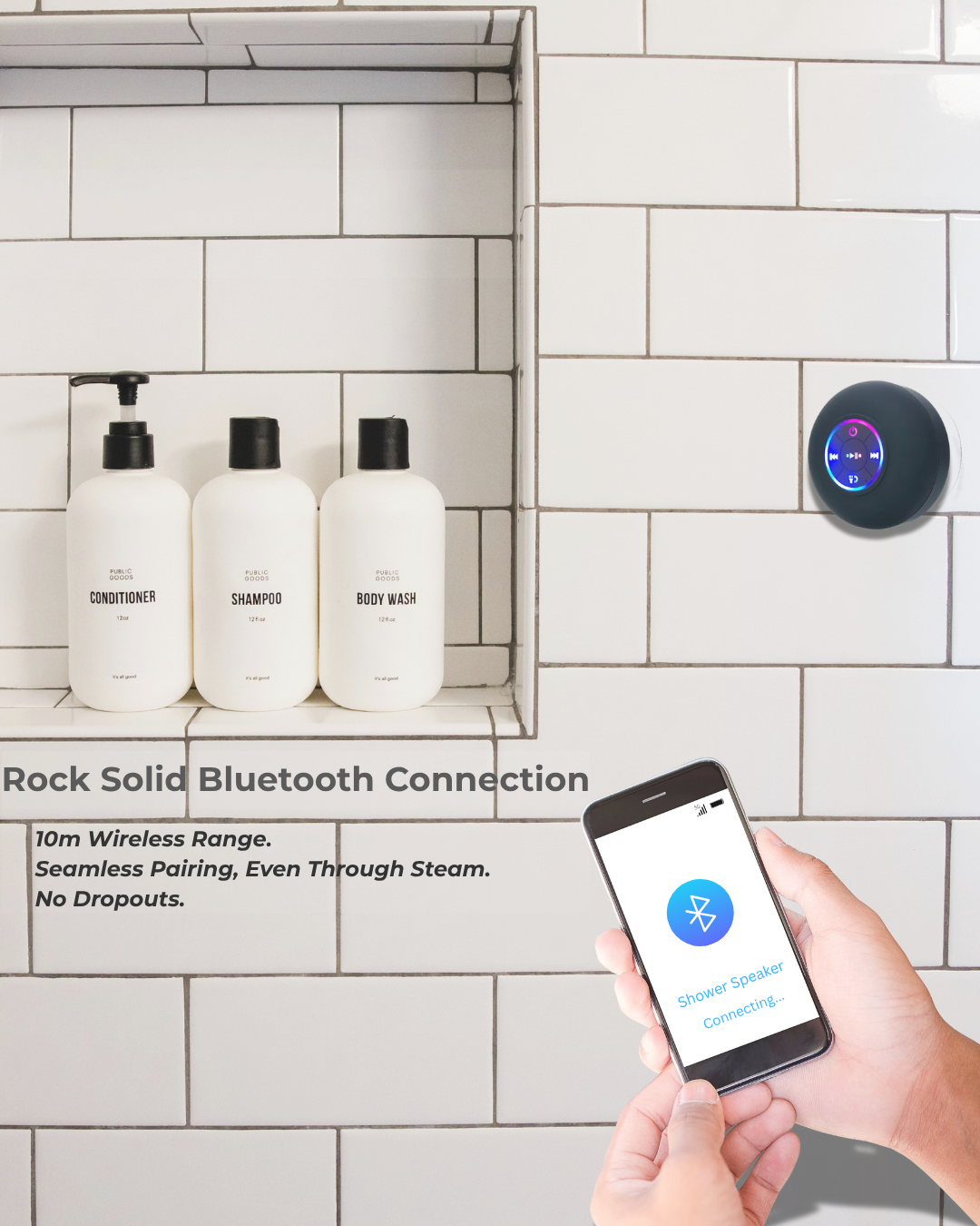 Shower. Sing. Glow. – The Ultimate Waterproof Speaker That Sticks & Plays Anywhere