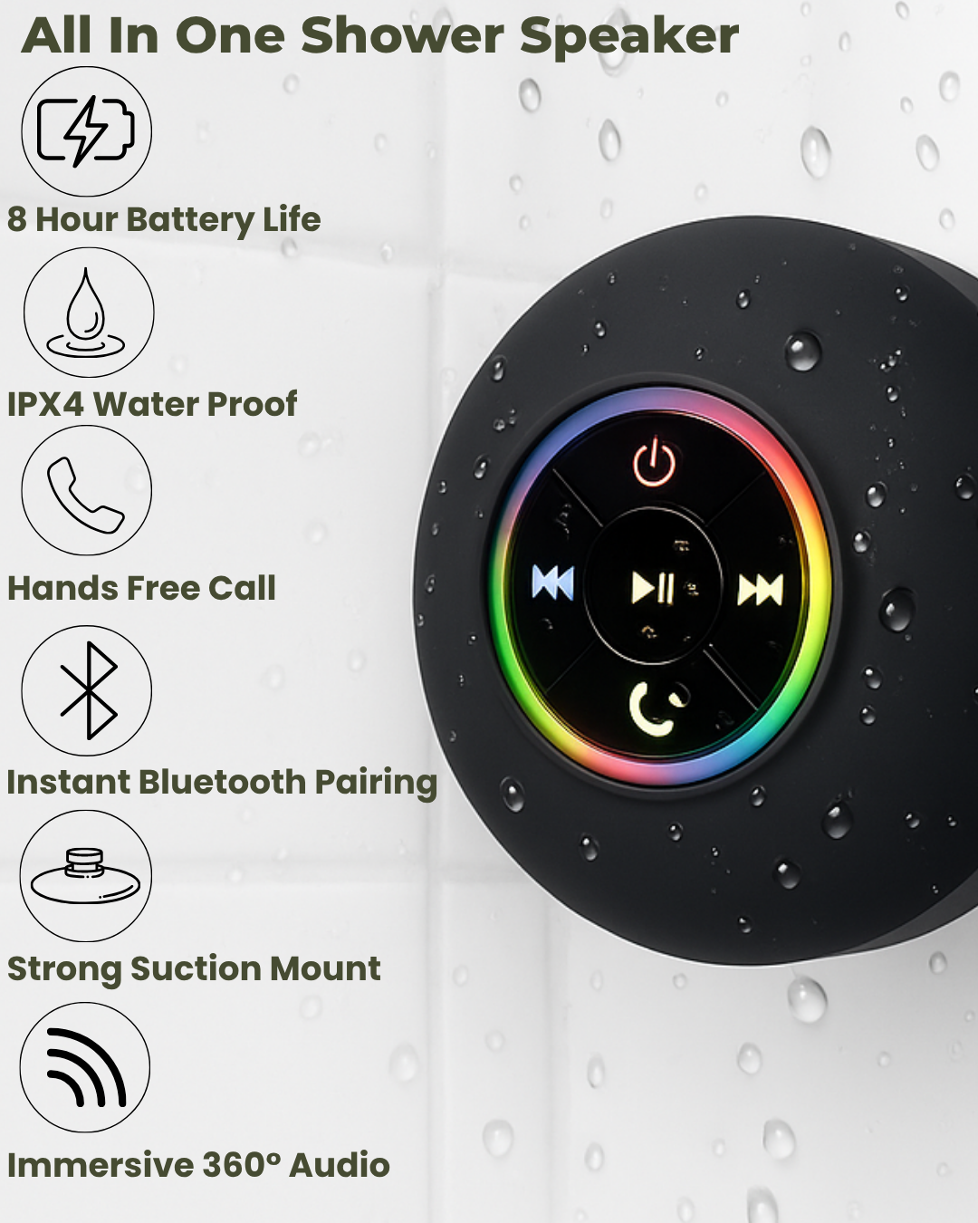 Shower. Sing. Glow. – The Ultimate Waterproof Speaker That Sticks & Plays Anywhere
