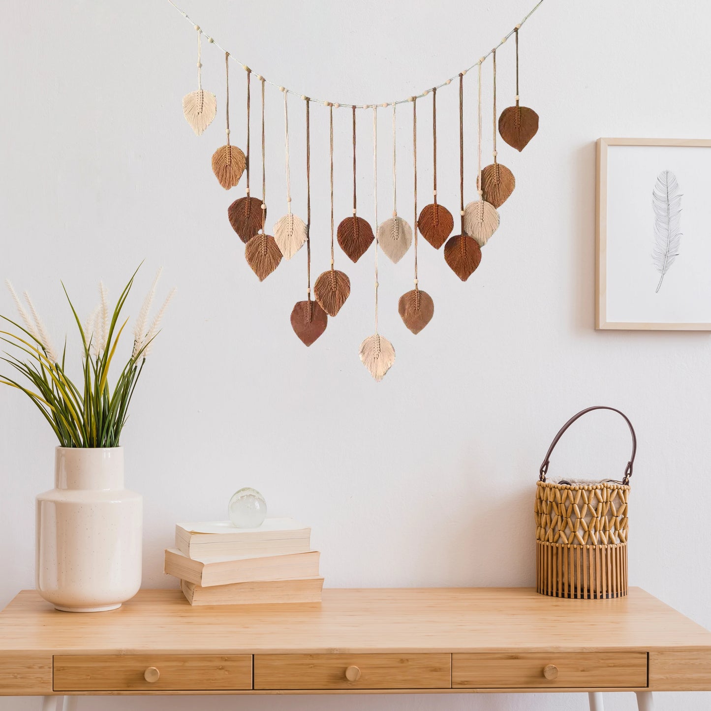Macrame Woven Hanging Leaf Tapestry