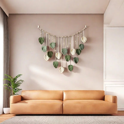 Macrame Woven Hanging Leaf Tapestry