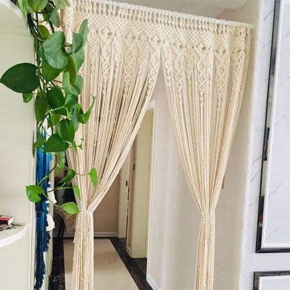 Boho Macrame Door Curtain – Handwoven Cotton Backdrop For Windows & Doorways