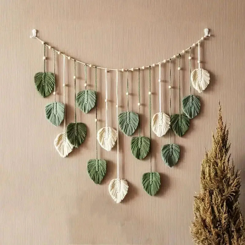 Macrame Woven Hanging Leaf Tapestry