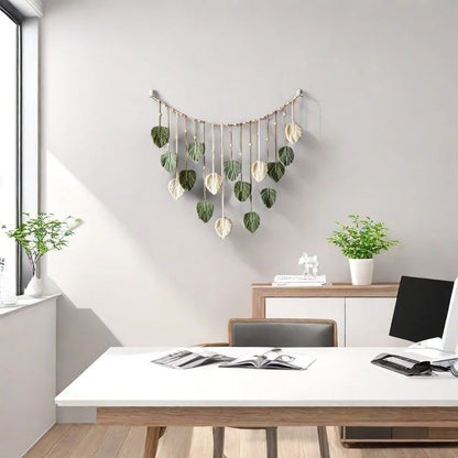 Macrame Woven Hanging Leaf Tapestry