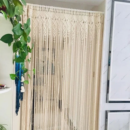 Boho Macrame Door Curtain – Handwoven Cotton Backdrop For Windows & Doorways