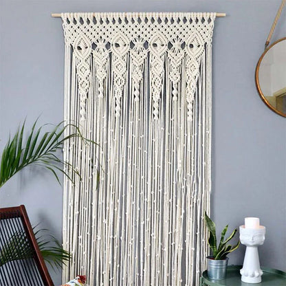 Boho Macrame Door Curtain – Handwoven Cotton Backdrop For Windows & Doorways