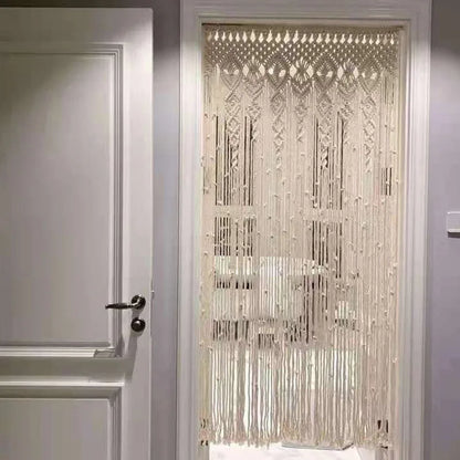 Boho Macrame Door Curtain – Handwoven Cotton Backdrop For Windows & Doorways