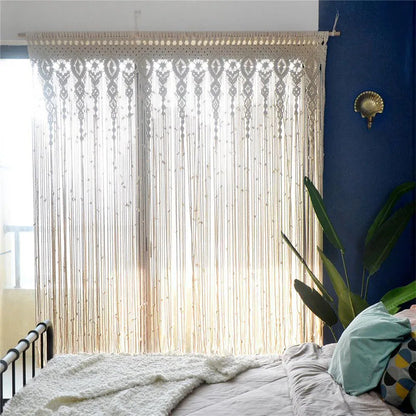 Boho Macrame Door Curtain – Handwoven Cotton Backdrop For Windows & Doorways