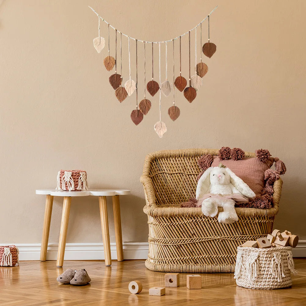 Macrame Woven Hanging Leaf Tapestry