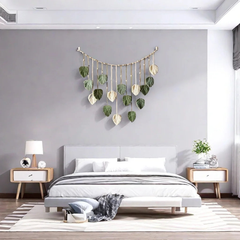 Macrame Woven Hanging Leaf Tapestry