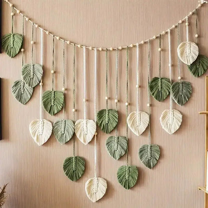 Macrame Woven Hanging Leaf Tapestry