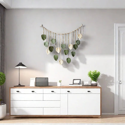 Macrame Woven Hanging Leaf Tapestry