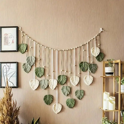 Macrame Woven Hanging Leaf Tapestry