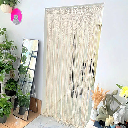 Boho Macrame Door Curtain – Handwoven Cotton Backdrop For Windows & Doorways