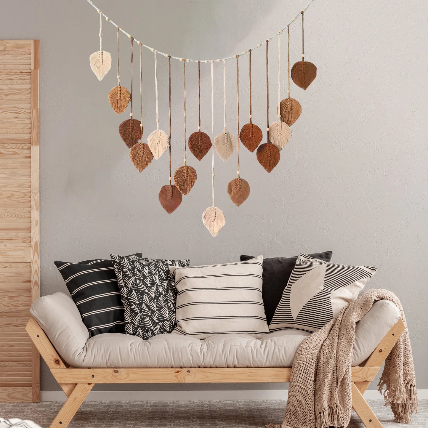 Macrame Woven Hanging Leaf Tapestry