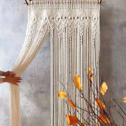 Boho Macrame Door Curtain – Handwoven Cotton Backdrop For Windows & Doorways